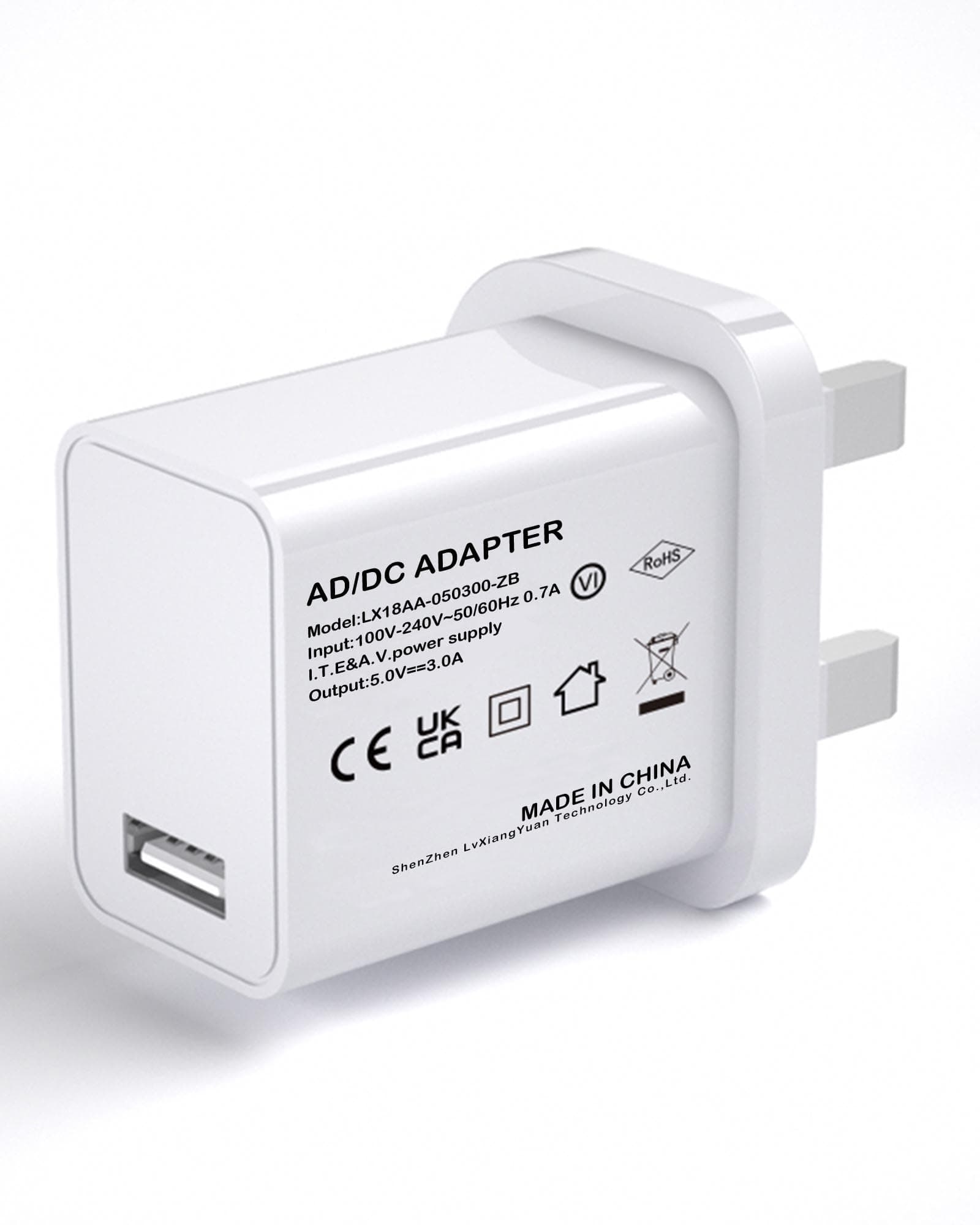 5V 3A 15W White USB Charger, UK Usb Plug