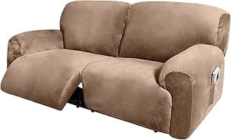ULTICORExtra Wide 75" - 100", Reclining 2 Seater Sofa, Extra Wide Reclining Love Seat Slipcover, 6-Piece Velvet Stretch, Reclining Sofa Covers, Thick, Soft, Washable (Sand)
