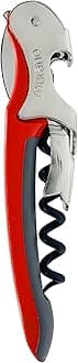 Soft-Touch Murano Two-Step Waiter Corkscrew with Nonstick Spiral (Red)