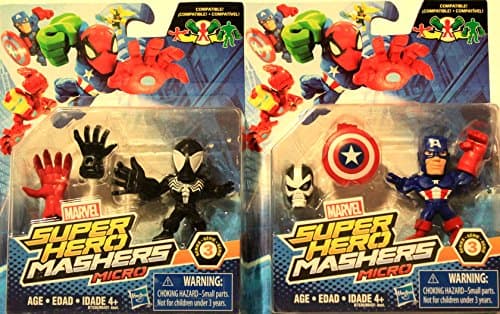 Marvel Avengers Super Hero Mashers Micro Series 3 Action Figure - Black Spider-Man & Modern Captain America