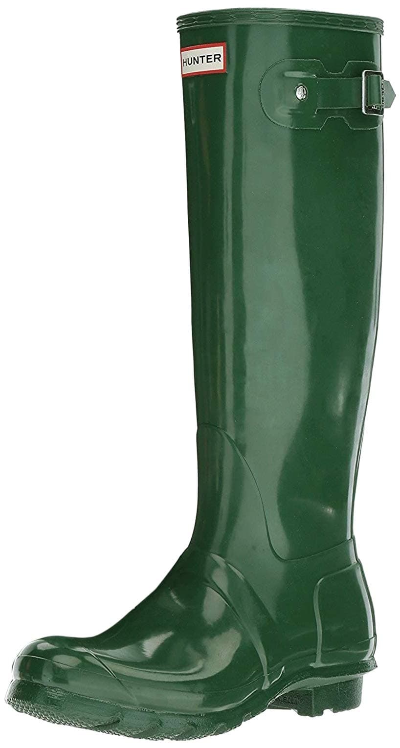 HunterWomen's Original Tall Gloss Rain Shoe, Green, 7 M US
