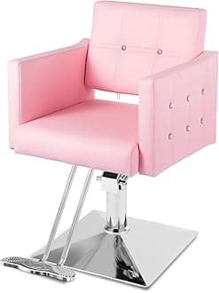 Salon Chair for Hair Stylist Hair Chair, Beauty Armchair for Home, Adjustable 360° Swivel Styling Chair, with Heavy Duty Hydraulic Pump Beauty Spa Equipment, Pink