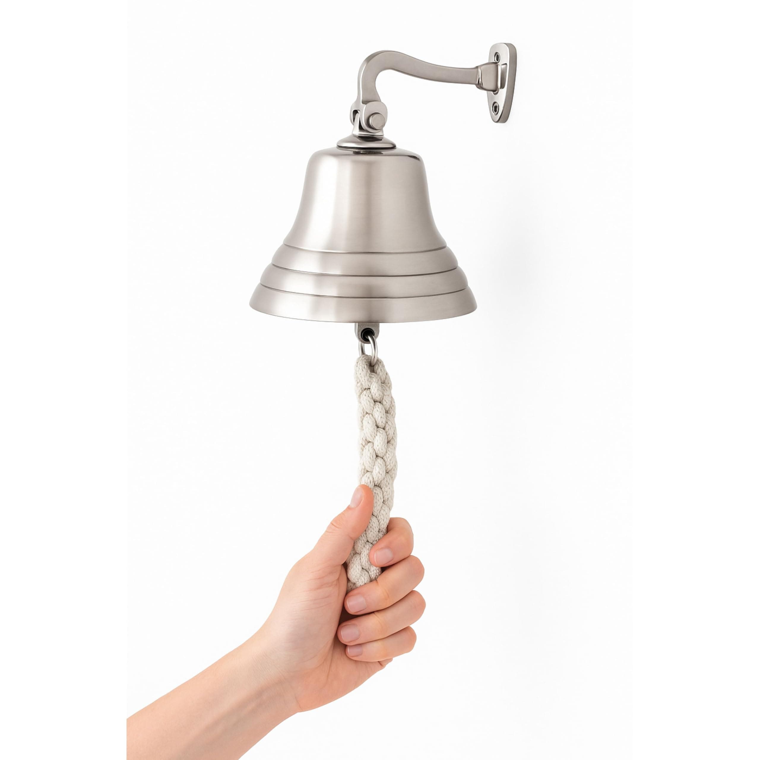 Assorted Collections Bar Accessories for Home Pub Hand Bell – Wall Mounted Bar Bell Nautical Decorations – Unique Silver Bell with Crisp Loud Sounds Ideal for Christmas, Reception, Pubs 5 Inch