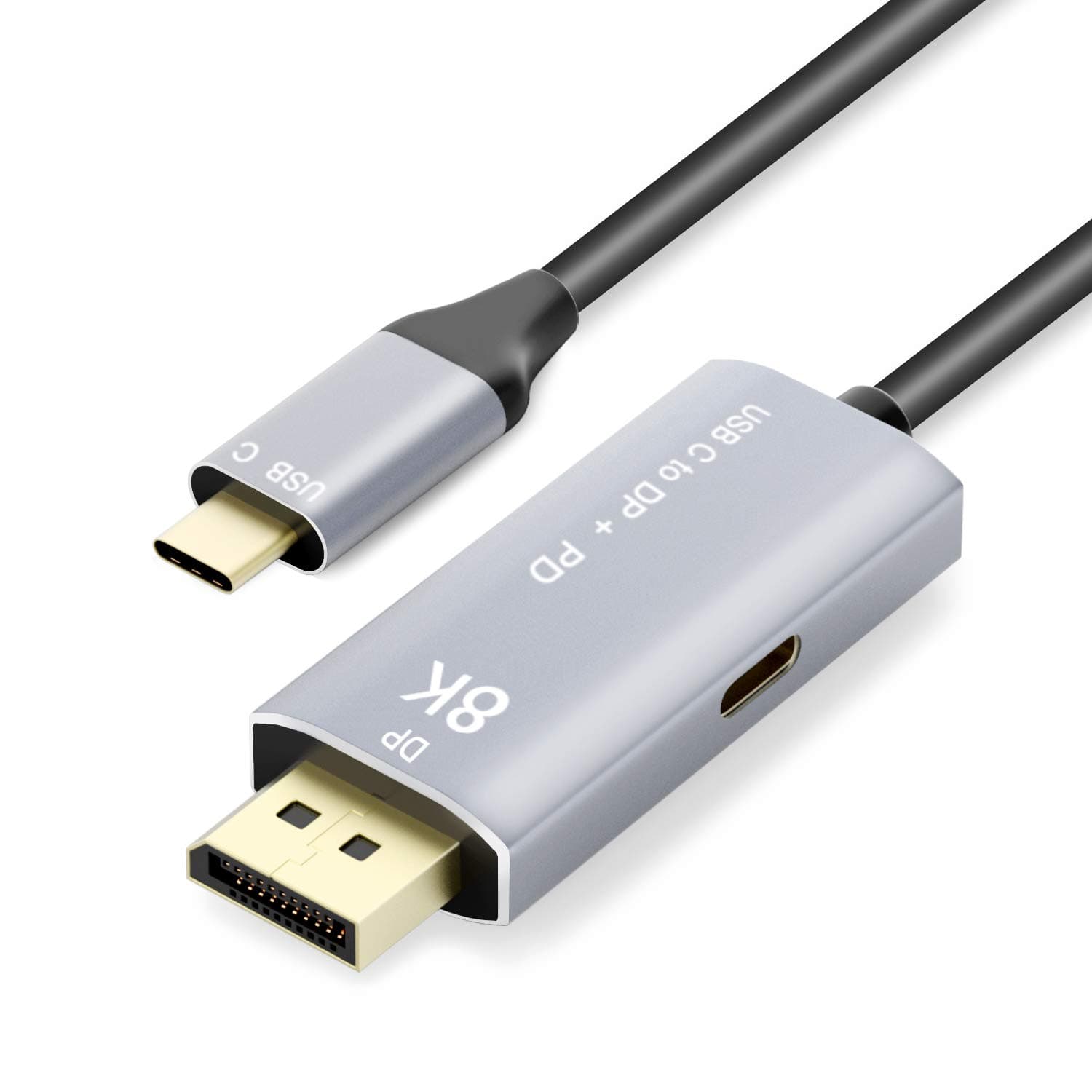 USB C to DisplayPort 1.4 8K Cable with USB-C PD 8K@60Hz 4K@144Hz Converter Thunderbolt 3 to DisplayPort Adapter 1M