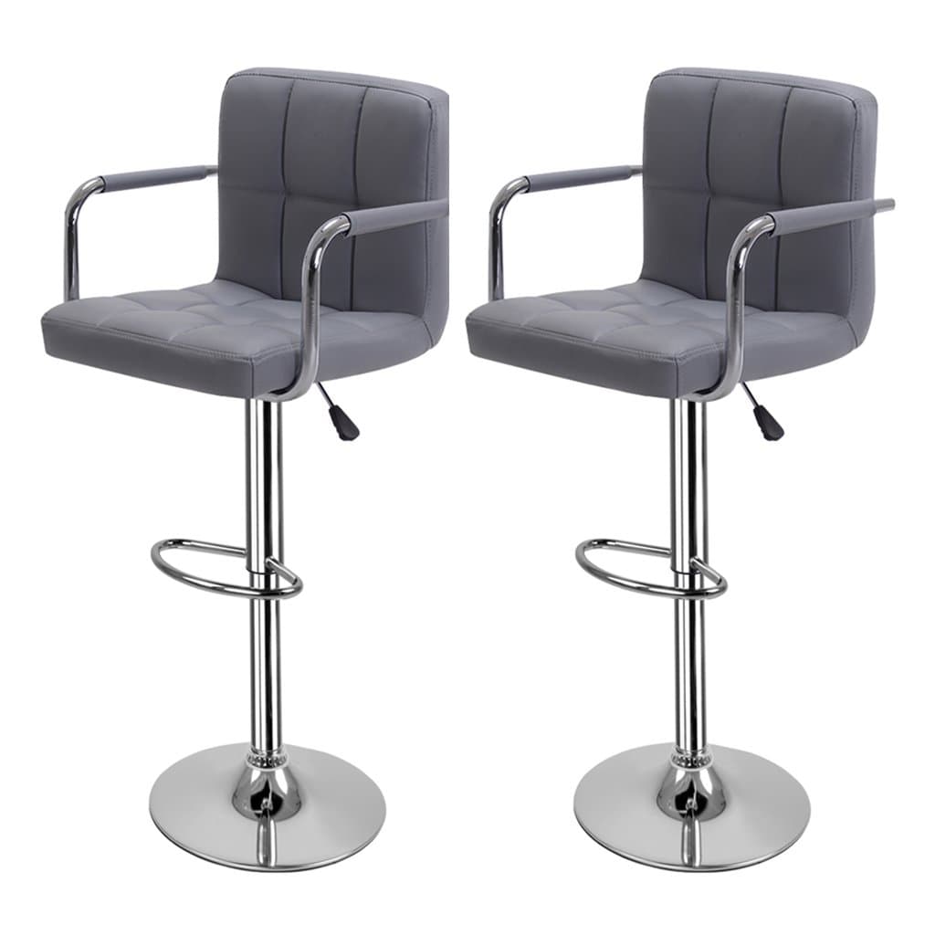 Bar Stools for kitchens set of 2 Backrest Armrest, OiCDi 2x breakfast Bar kitchen Stools with backs leather adjustable tall kitchen stools 57 to 75 cm with base 41.5 cm - Grey