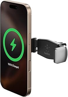 Car Vent Mount, Black and Silver, Phone Stand for iPhones, Samsungs, LGs & Most Smartphones, Adjustable to Fit 5.5-Inch Screens