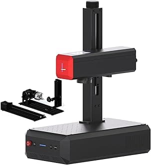 B6 60W JPT Mopa Fiber Laser Engraver with Rotary Axis, Auto Focus Screen, Portable Laser Engraver, Color Marking, 150mm x 150mm, Lightburn Compatible, Laser for Metal, Plastic, Jewelry