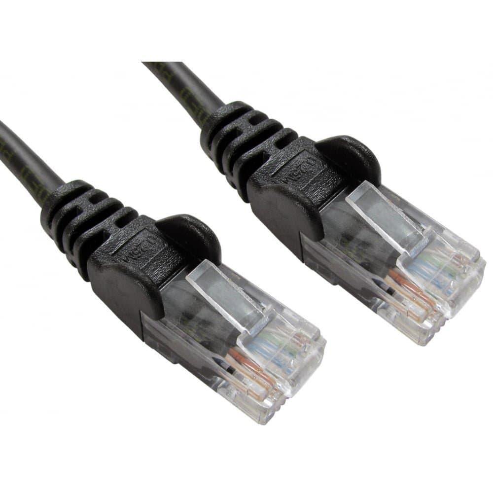 World of Data 0.25m BLACK Network Cable / CAT5e (enhanced) / RJ45 / Ethernet/Patch/LAN/Router/Modem / 10/100 2 PACK