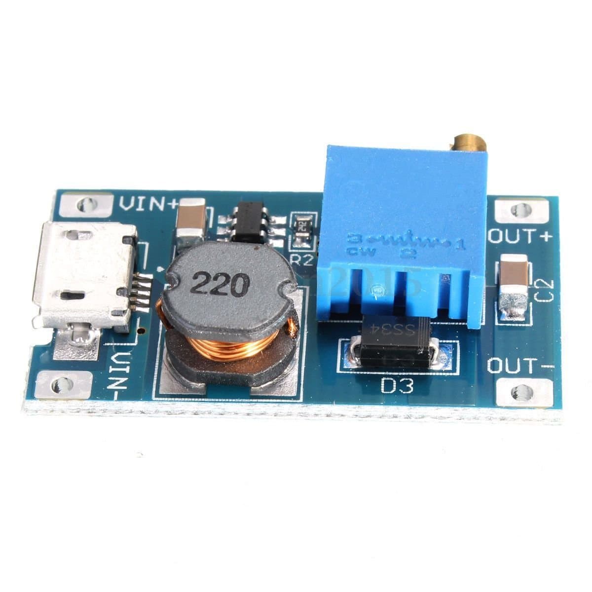 MT3608 Micro USB DC-DC Voltage Regulator Step Up Boost Converter Power Supply Board 2V-24V to 5V-28V 2A
