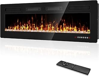 50 inch Electric Fireplace Inserts and Wall Mounted with Remote Control & Touch Screen 1500W Fireplace Heater with Timer