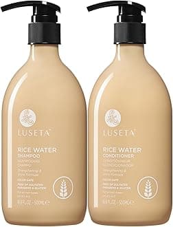 LUSETARice Water Shampoo and conditioner Set Strengthening & Nourishing Revitalizes Shine for All Hair Types Hydrating & Frizz Control for Women and Men 500mlX2