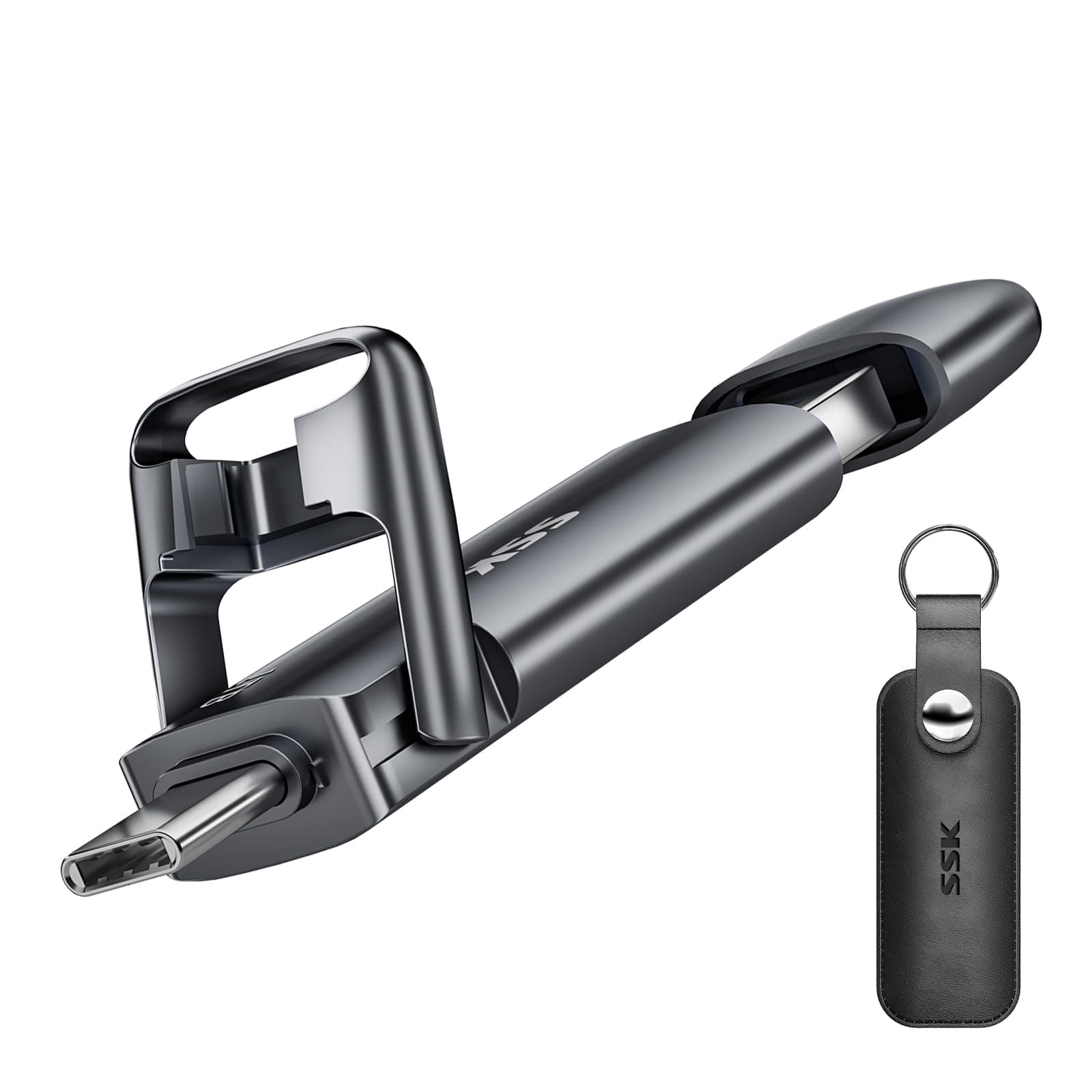 SSK 1TB USB Flash Drive, Fast External SSD 550MB/s 2 in 1 Dual HDD Type C+A USB 3.2 Gen2 Solid State ThumbDrive SSD Stick for iPhone 15/16/PS4/Android Phone/Tablet/Windows/Mac