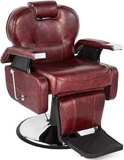 Artist hand Barber Chair Hydraulic Recline Barber Chairs Salon Chair for Hair Stylist Tattoo Chair Heavy Duty Barber Salon Equipment (Red)