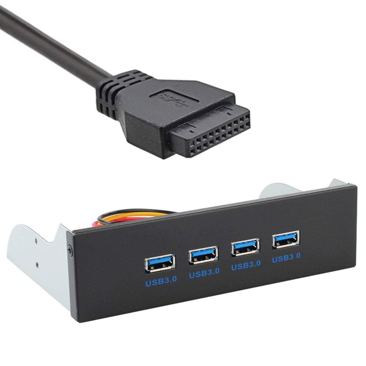 JSER USB 3.0 HUB 4 Ports Front Panel to Motherboard 20Pin Connector 5Gbps Cable for 5.25" CD-ROM Bay