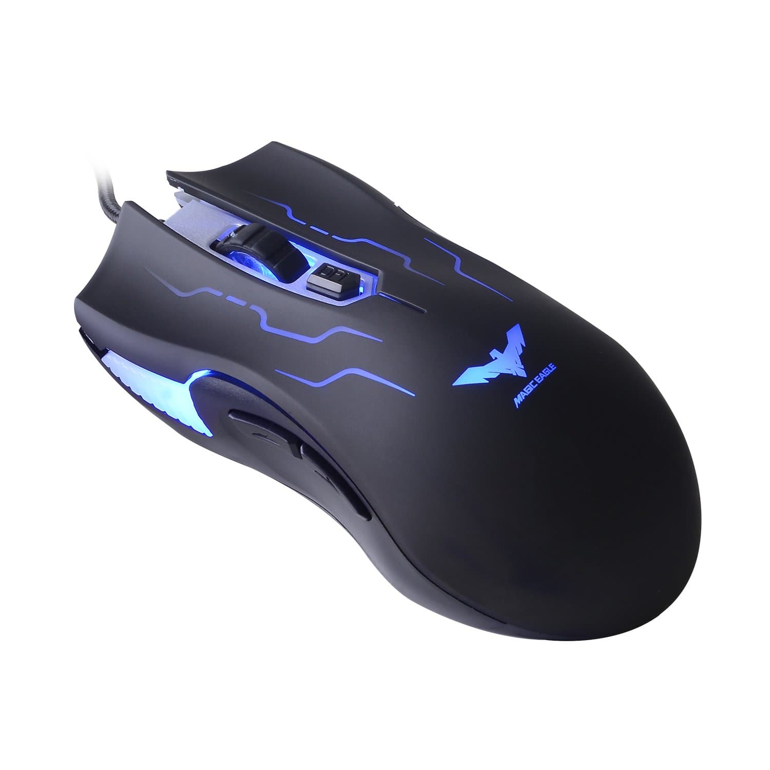 Wired Gaming Mouse with 3200DPI, 4 LED Lights, 6 Buttons,Weight Tuning Set (black-02)