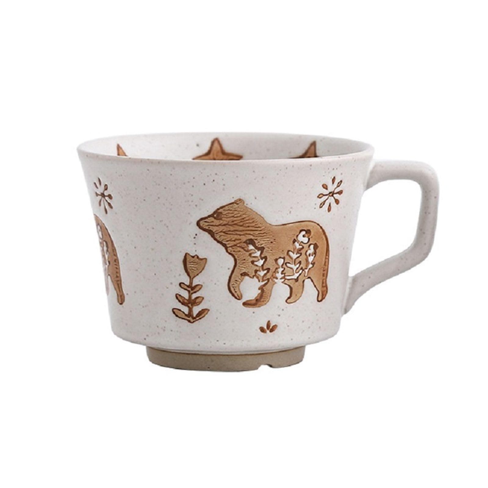 Ceramic Coffee Cup Mug with Handle 350mL for Cappuccino Latte Espresso Beverage (B-bear)