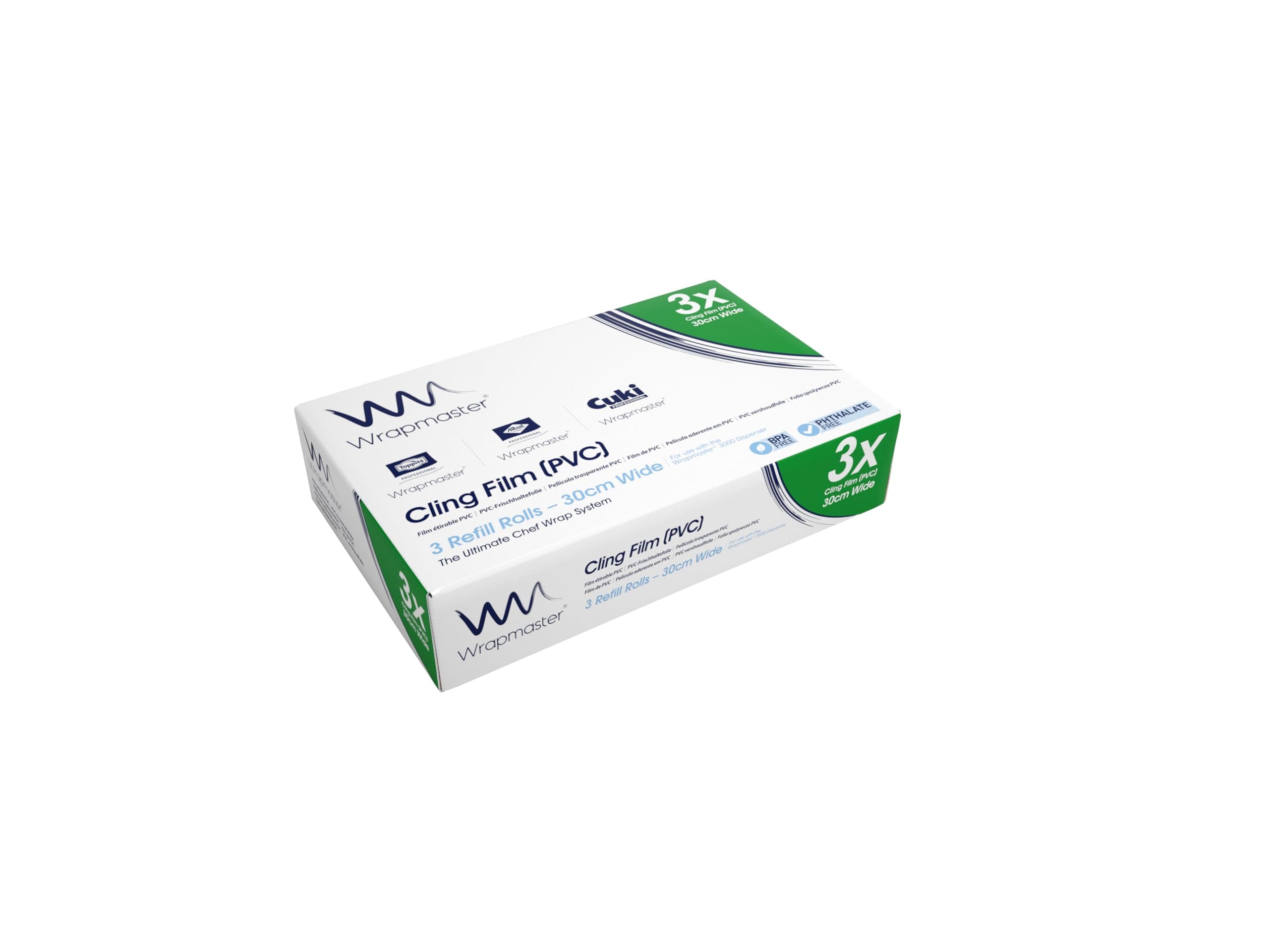 We Can Source It Ltd - Wrapmaster 3000 Cling Film – 30cm x 300m, 3 Rolls – Premium Kitchen Wrap for Professional Catering, Food Preservation, and Freezing – Compatible with Wrapmaster Dispensers