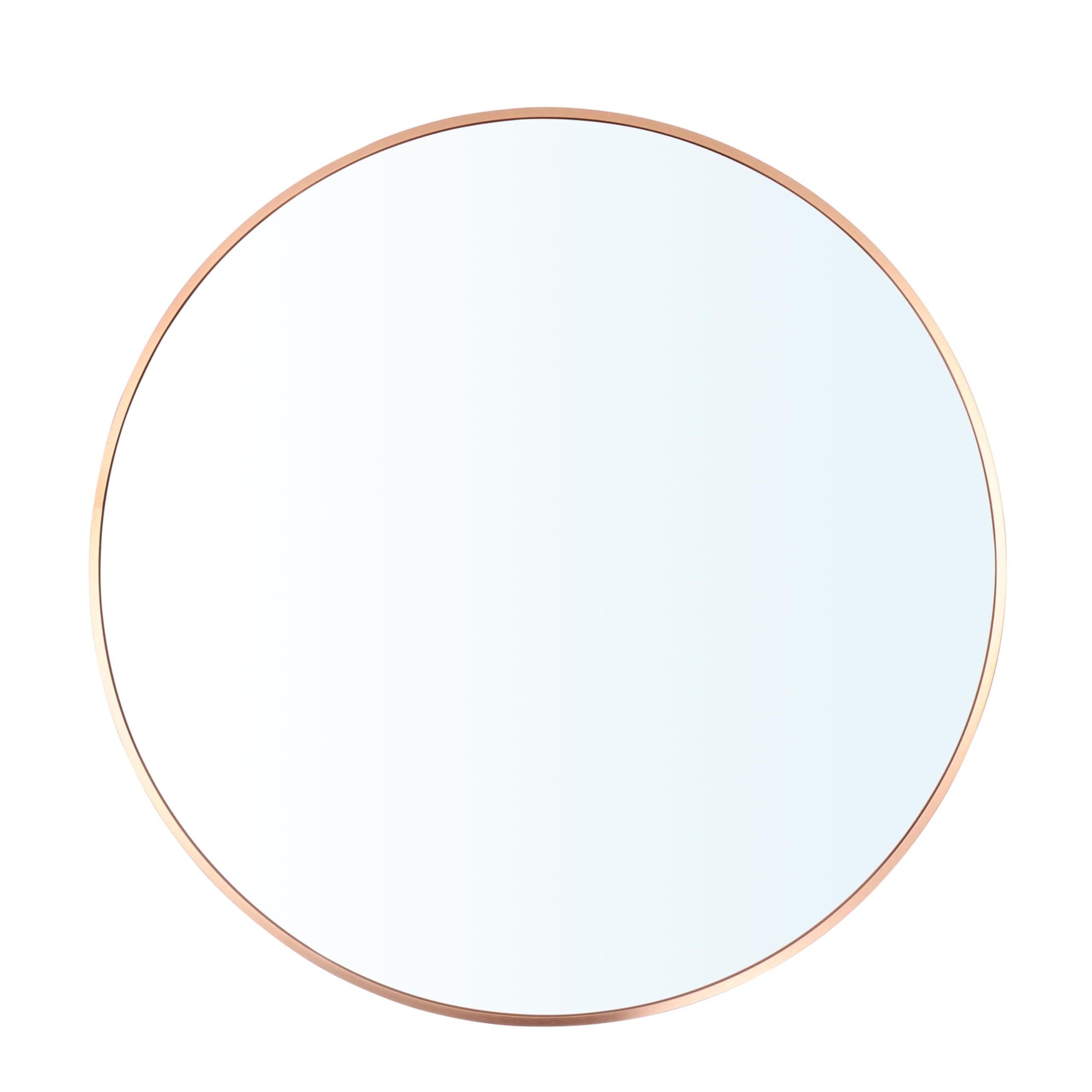 Round Mirror for Wall | Aluminium Frame, MDF Board Backing | HD Glass Vanity & Dressing Mirror | Elegant Vanity Mirror for Living Room, Bathroom, & Fashion Boutique (Gold, 80CM)