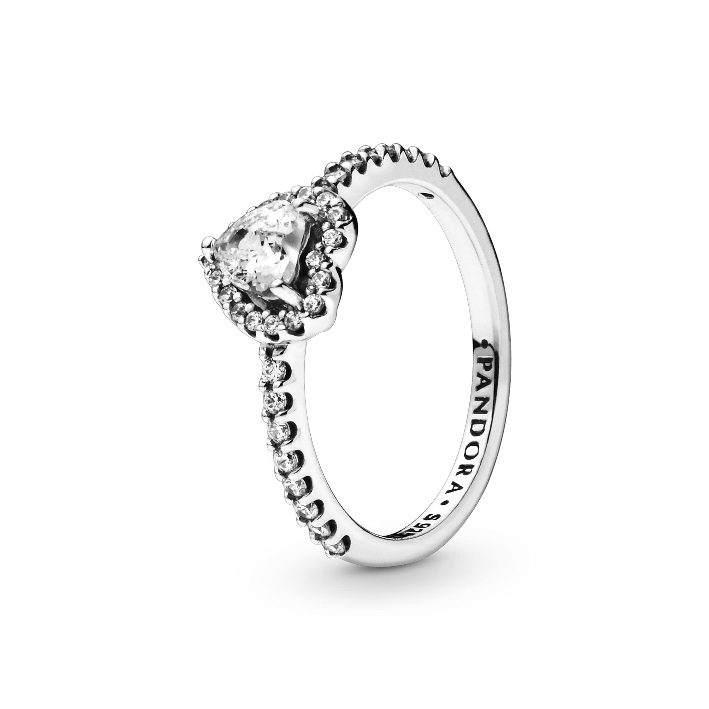 Pandora Timeless Heart sterling silver Elevated Heart ring with clear cubic zirconia