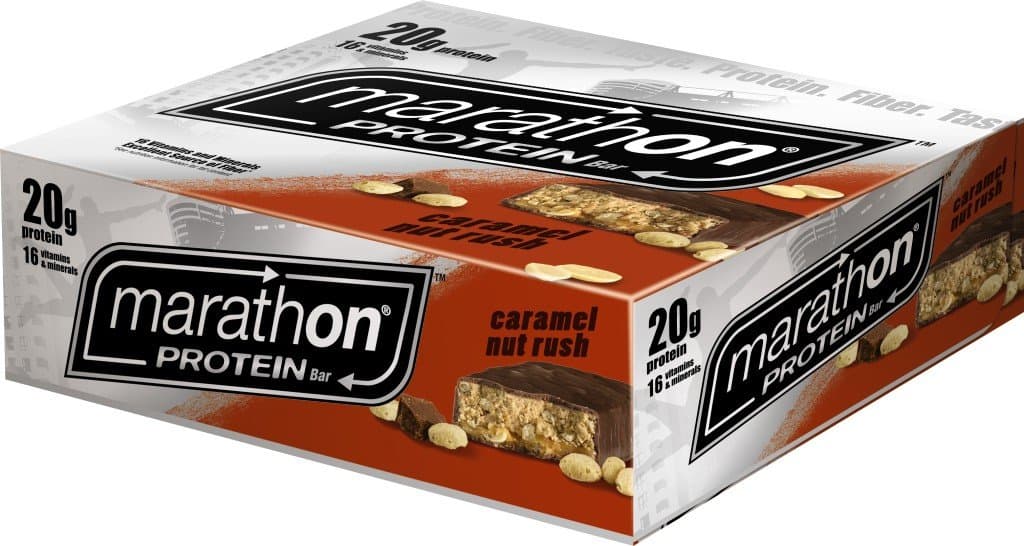 MARATHON Caramel Nut Rush Protein Bar Singles Size 2.82-Ounce Bar 12-Count Box