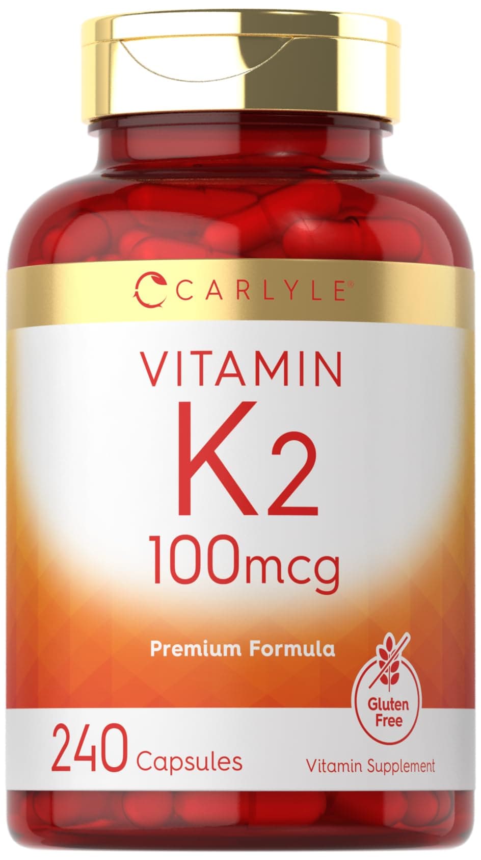 Vitamin K2 Supplement 100 mcg | K2 MK-4 | 240 Capsules | Non-GMO & Gluten Free