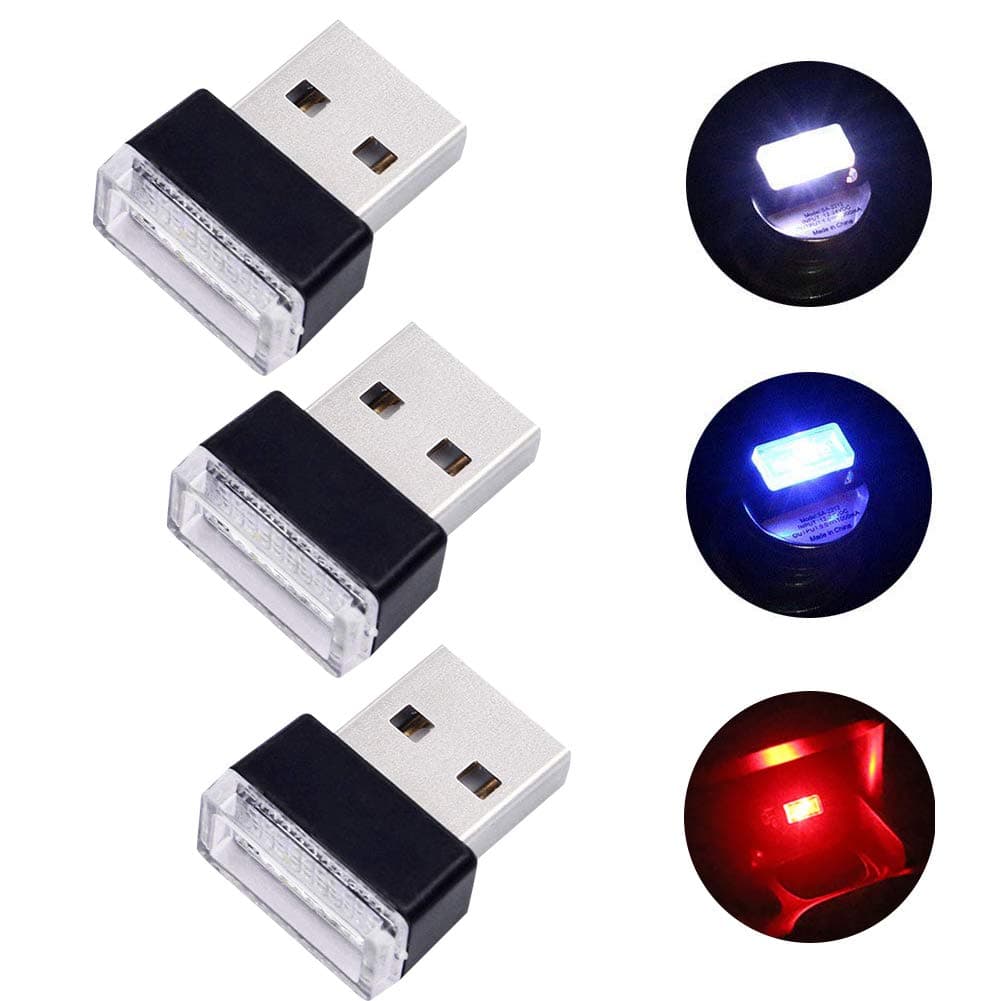 3Pack - USB Car Interior Atmosphere Lamp Night Light LED Decoration Light - for Automotive Decorative Lighting Atmosphere