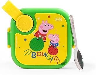 rabitat Peppa Pig LUNCHMATE Mini Stainless Steel Lunch Box Hop On 500 ml - 2 Years Brand Warranty | Tiffin Box for Kids | Steel Lunch Box for School Girls and Boys