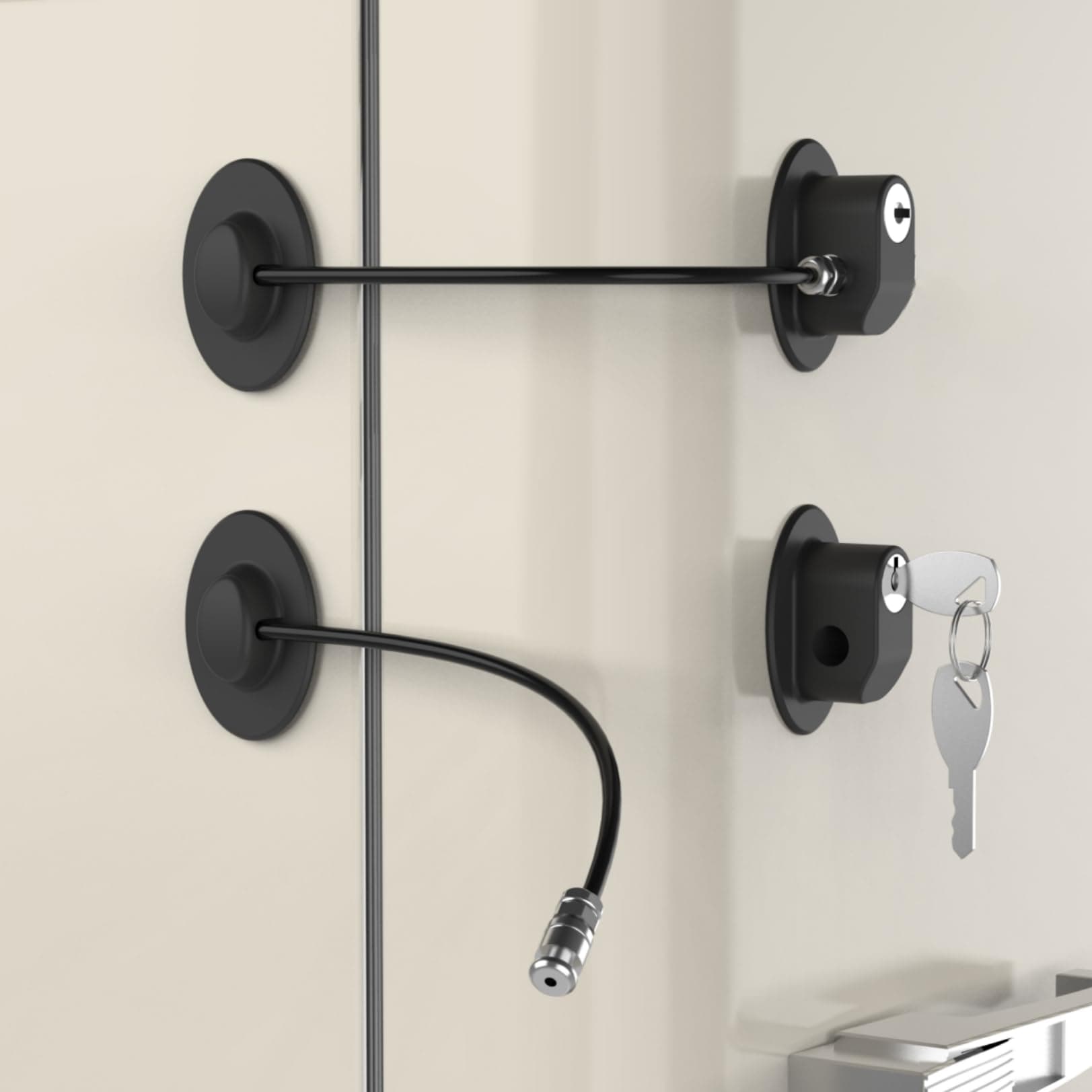 2 Pack Refrigerator Door Locks，Freezer Door Locks，File Drawer Cabinet Locks by REZIPO Black with 4 Keys