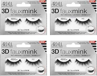 Ardell False Eyelashes 3D Faux Mink Lashes 852 - Flared, Natural Look Strip Wispy Lashes with Invisiband, 4 Pairs