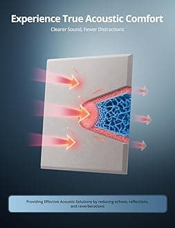 Acoustic Wall Panels Self-Adhesive, 12 Pcs Sound Absorbing Panels for Studio, Bedroom, Living Room, Office, Gaming, Ceiling, Door Acoustic Treatment, Beige, 12" X 12" X 0.4"