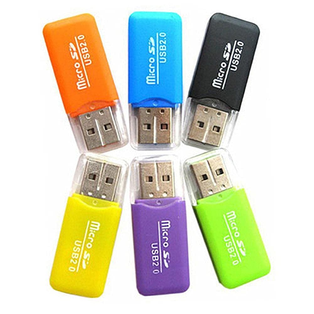VizGiz 6 Pack Micro SD Card Reader SDXC TF USB 2.0 T-Flash MicroSD TransFlash Memory Card Reader Adapter Writer Mini Ice Cool for Android Phone Camera PDA MP3 MP4 PC Mac Tablet TV Box