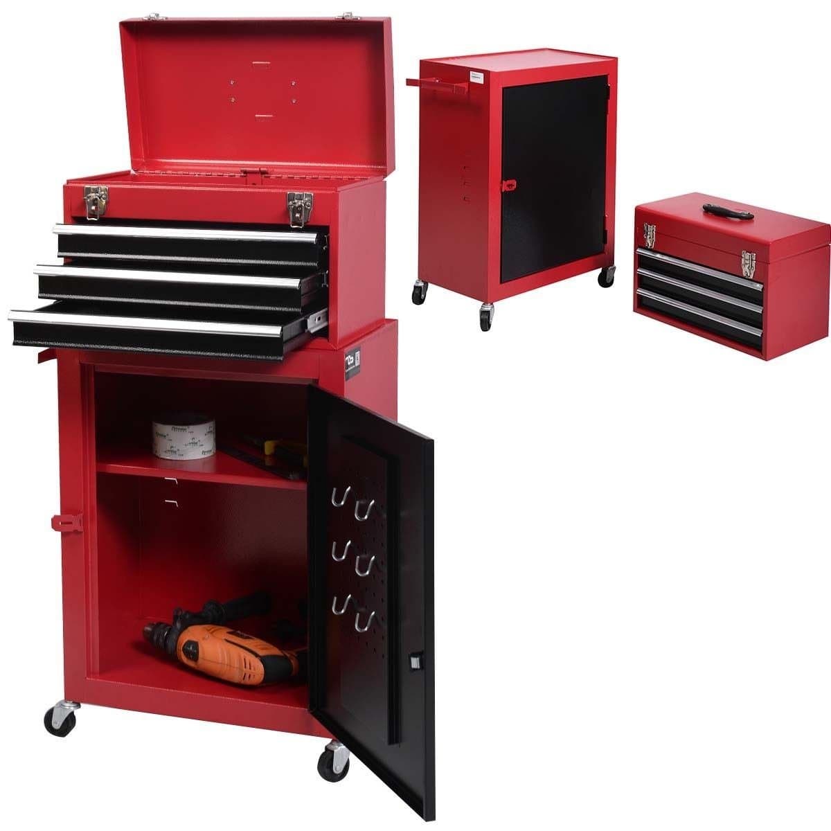 2pc Mini Tool Chest & Cabinet Storage Box Rolling Garage Toolbox Organizer New