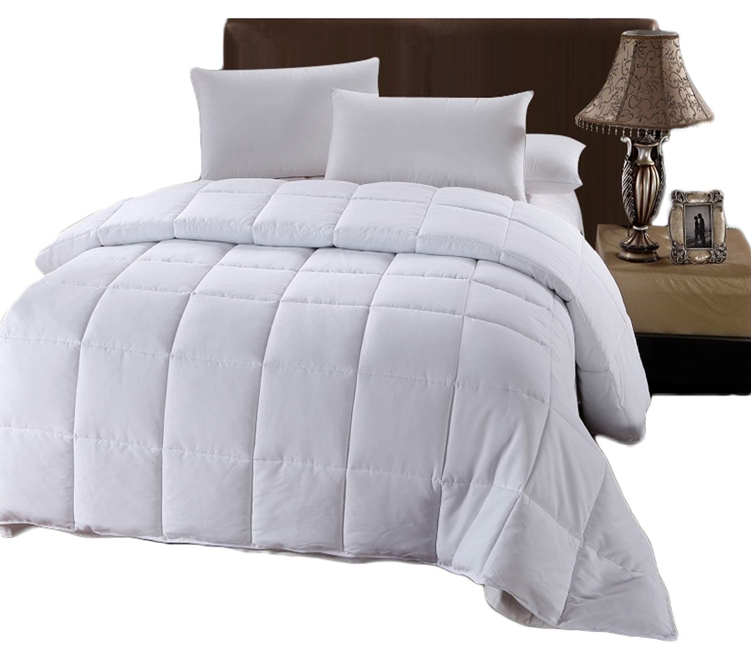 Royal Hotel Collection Full/Queen Size White Down Alternative Comforter Duvet Insert 300 Thread Count 50 Oz Down ALT Fillings