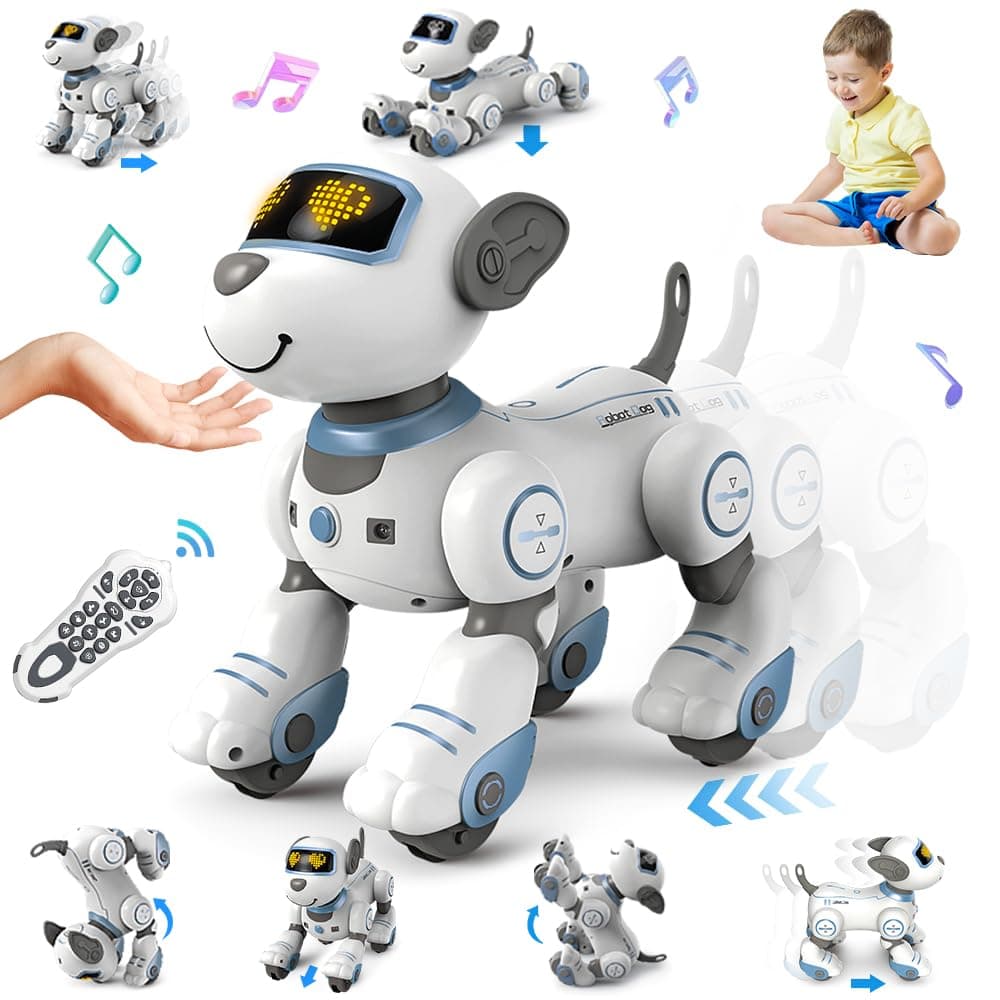 Remote Control Robot Dog Toy for Kids - Interactive Touch & Follow 17 Functions Robot Puppy, Programmable Smart Walking Intelligent Dancing RC Robic Dog Toys 3-12 Birthday Gifts