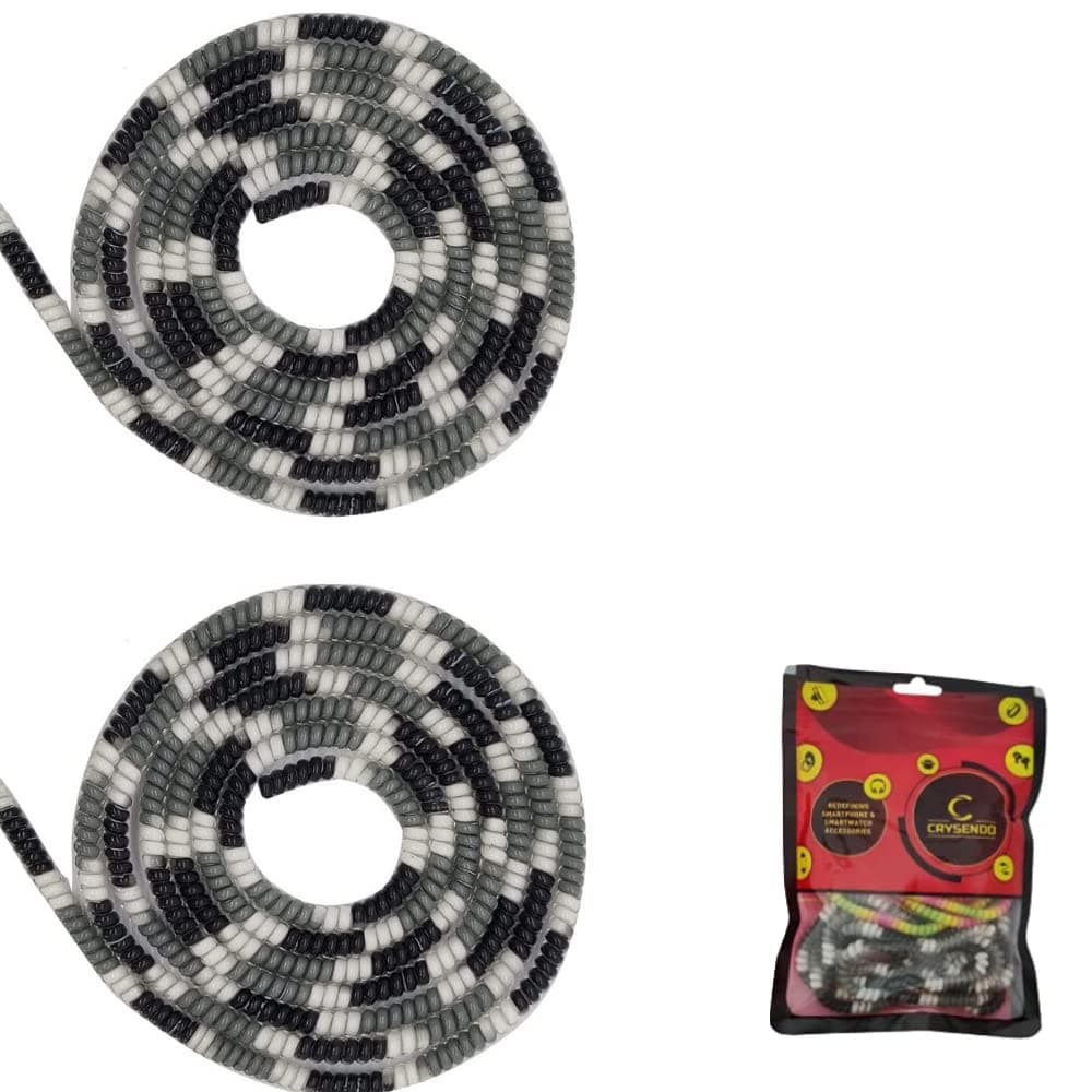 CRYSENDO Spiral TPU 1.5 Meter Cable Protector Cord Wire Charger Winder for iPhone & Android Charging Data Cables Earphones 1.5 Meter / 150 Cm (Pack of 2,Triple Colour)