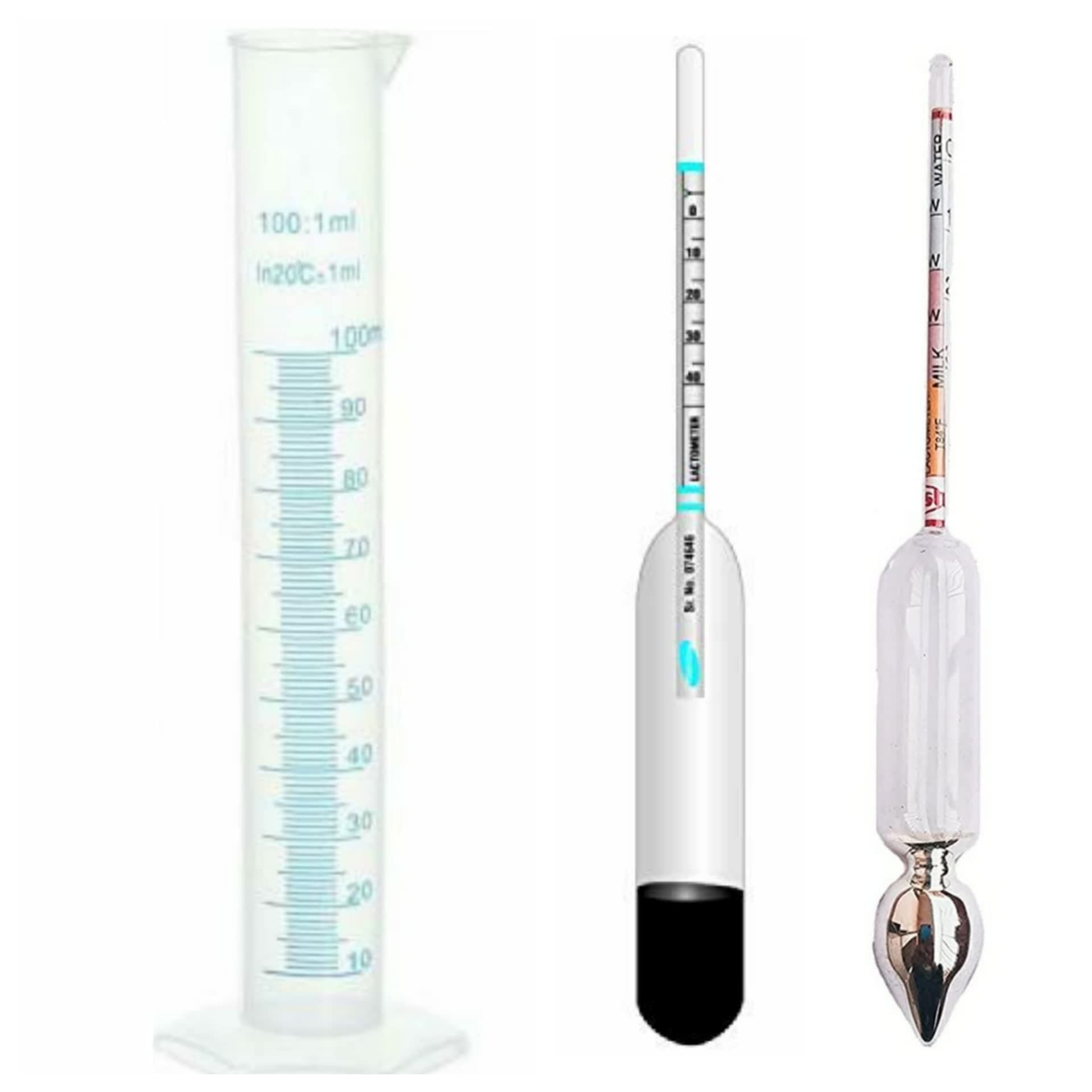 Squirtle (B&S) Cambo Lactometer For Testing Milk Purity at Home with 100ML Cylinder with Storage Box And 100ml Measuring Cylinder (set of 2 LACTO with 1 TUBE)