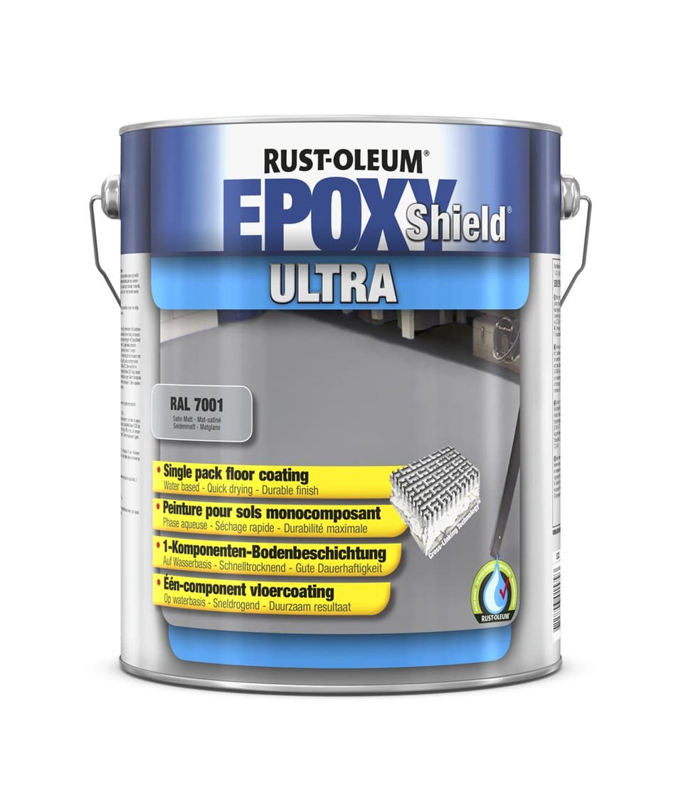 RUST-OLEUM 5282.5 Epoxy shield Ultra, Water Based 1K Industrial Floor Coating, Steel grey-RAL 7001