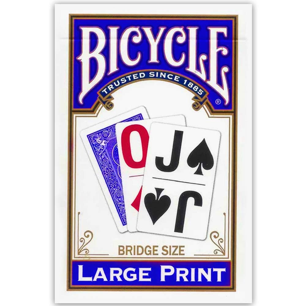 Large Print Bridge Size Playing Cards - Easy-to-Read Deck for Seniors - Red or Blue