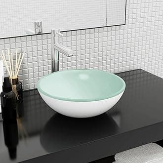 Basin Tempered Glass 35x12 cm White,Basin Tempered Glass,Bathroom Fixtures,Bathroom Sinks-345252