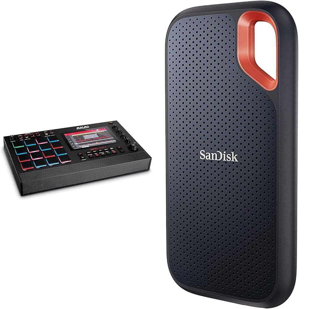 AKAI ProfessionalMPC Live II – Battery Powered Drum Machine and Sampler With Built in Speakers & SanDisk 1TB Extreme Portable SSD, USB-C USB 3.2 Gen 2, External NVMe Solid State Drive
