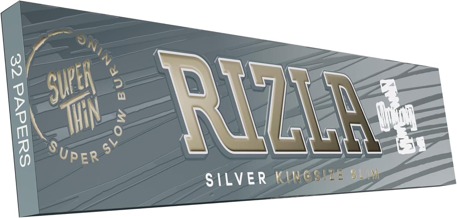 King Size Slim Silver Rolling Paper Full Box Of 50 Booklets