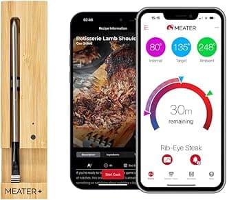 MEATER Plus: Wireless Smart Food Thermometer with Bluetooth | Long Range | Measures Internal & Ambient Temp | for BBQ, Oven, Grill, Kitchen, Smoker, Rotisserie