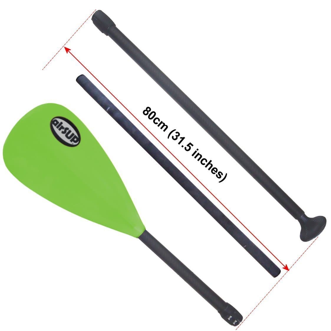 Adjustable 3 Piece Carbon Paddle for airSUP / Stand Up Paddle Surfing and Flat Water, Plastic Blade, total 30oz! Green Vario