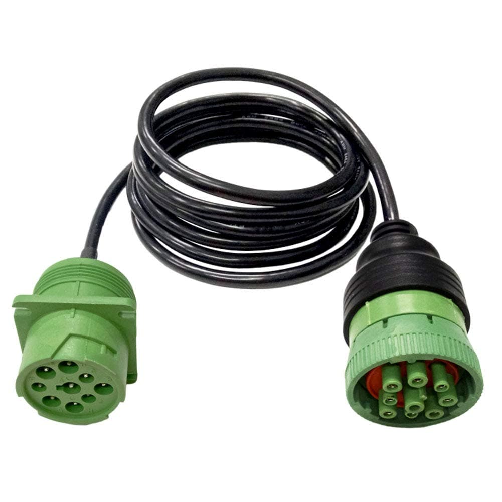 J1939 Extension Cable Type 2 Deutsch 9 Pin Molded Braided Shielded AWG26 Green Connector Male to Female 7 Feet