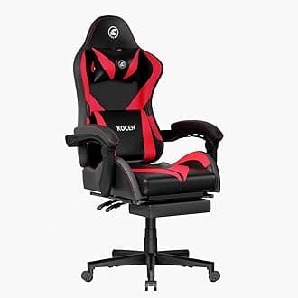 Gaming Chairs for Adults Tall and Kids，Lumbar Support,LED Lights，High Back Reclining Computer Chair with Headrest (Red)