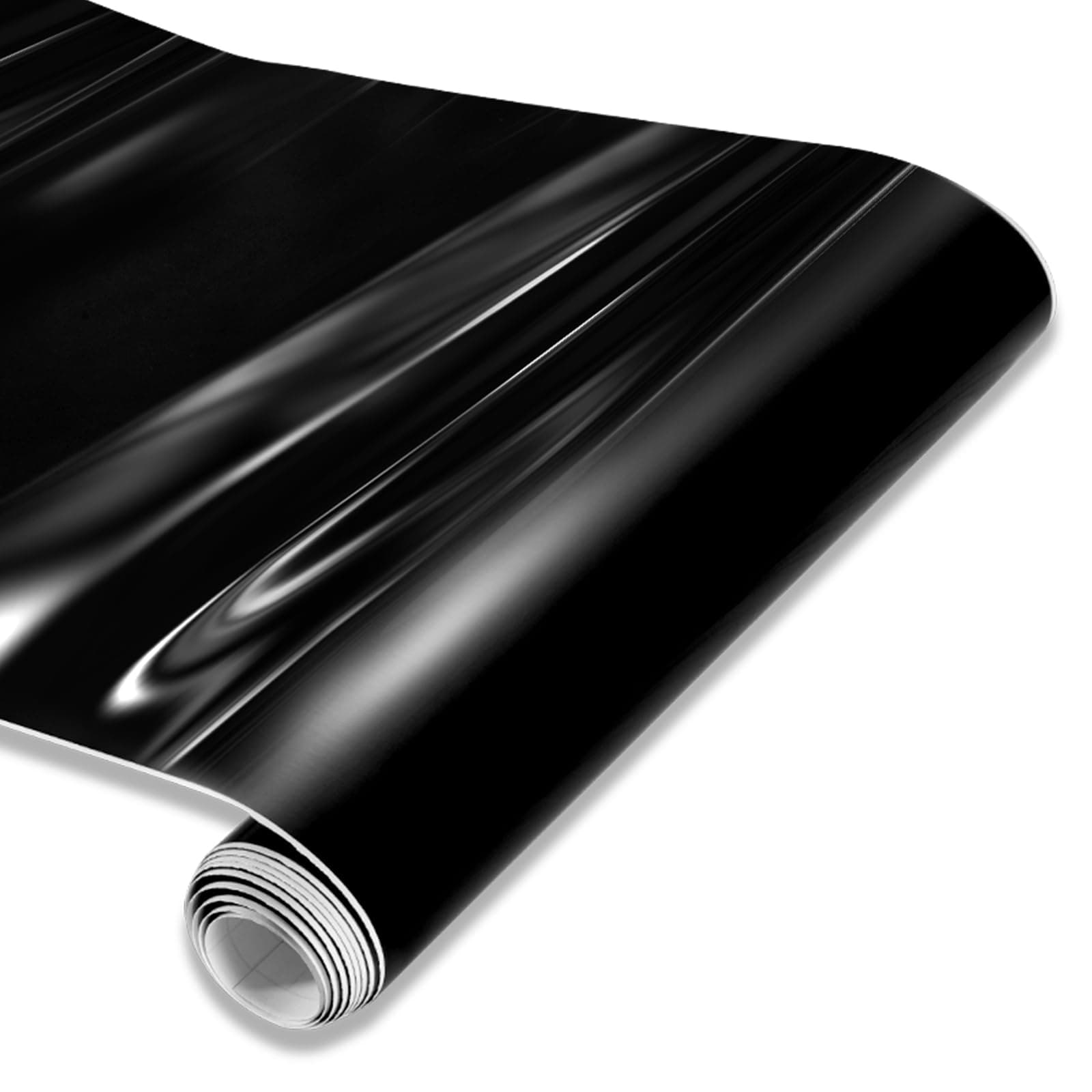 Gloss Black Vinyl Wrap 1ft X 5ft Air-Release Glossy Black Car Wrap Adhesive Film Automotive Vinyl Black Sticker for Cars Motorcycle DIY Detailing Paper Air Release Decal Sheet 30.5 X 152cm