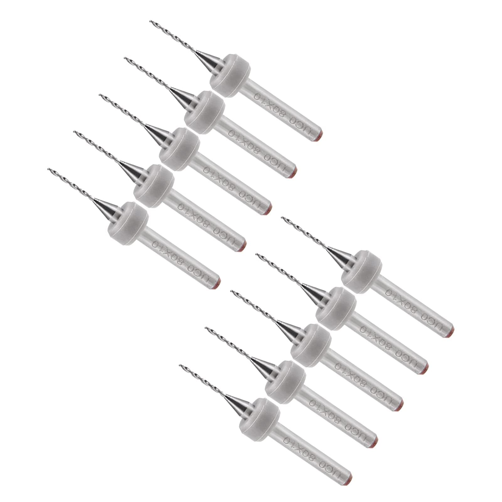 Micro PCB Drill Bits, 1/8" Shank 0.8mm Cutting Edge, Tungsten Carbide Print Circuit Board Drill Bit - (Applications: for CNC Drilling Engraving Machine), 10-Pieces