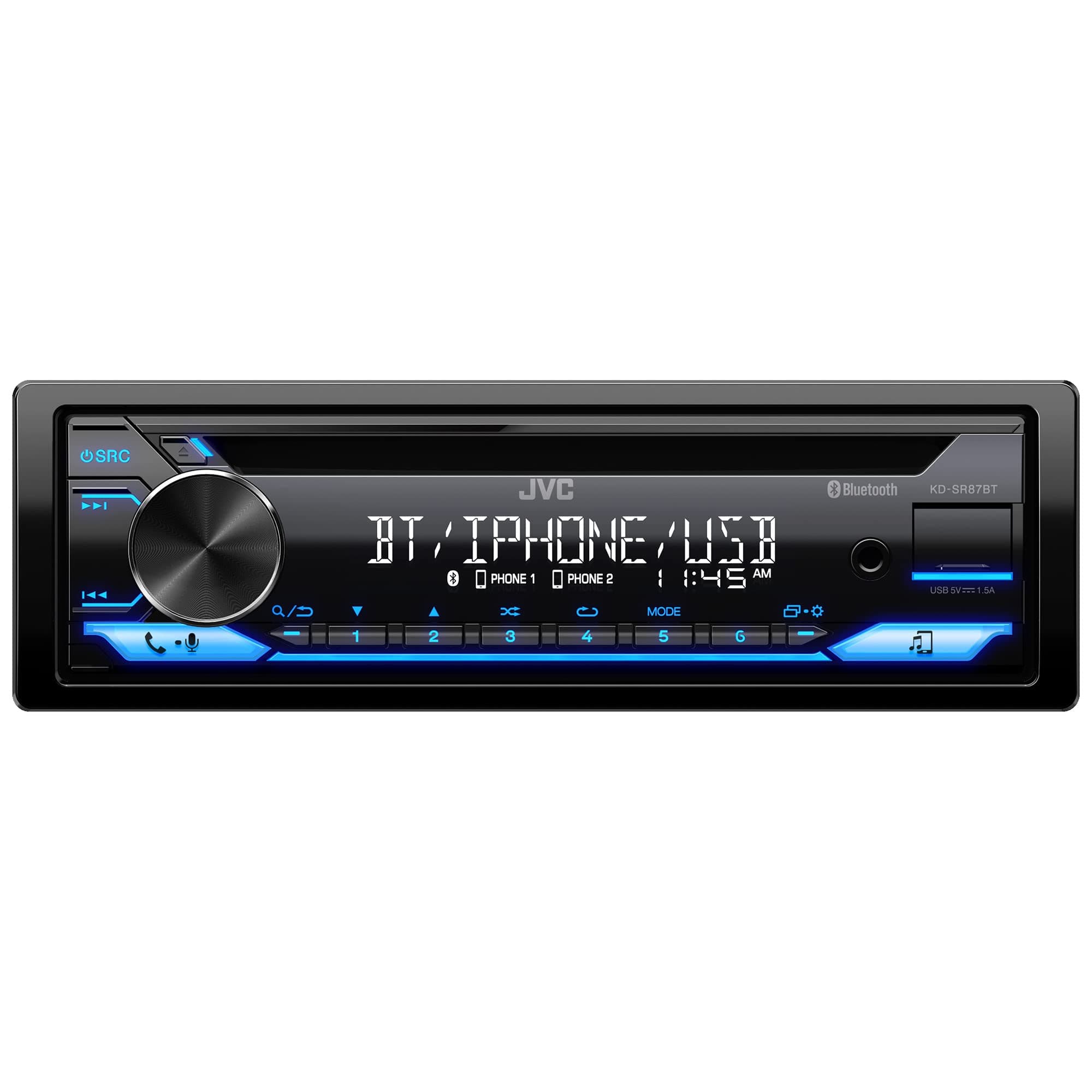 KD-SR87BT Bluetooth CD Car Stereo with USB Port AM/FM Radio, MP3 Player, High Contrast LCD, Detachable Face Plate Single DIN 13-Band EQ