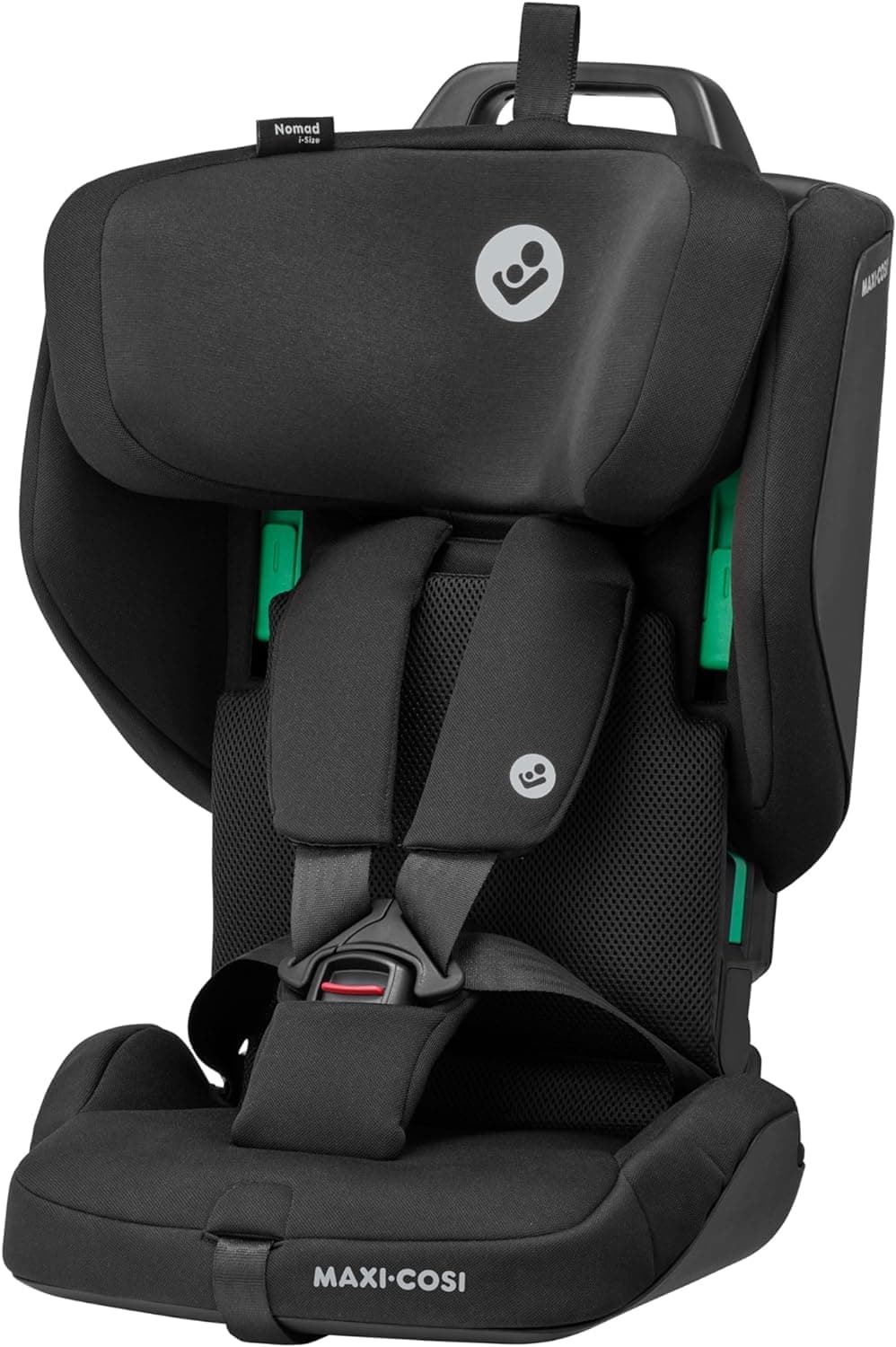 Maxi-Cosi Nomad Plus High-Back Booster Car Seat, Lightweight & Foldable Travel Car Seat, Forward-Facing, 5-Point Harness, Side Impact Protection, Adjustable Headrest, Easy Seatbelt Install, 15m+ Black