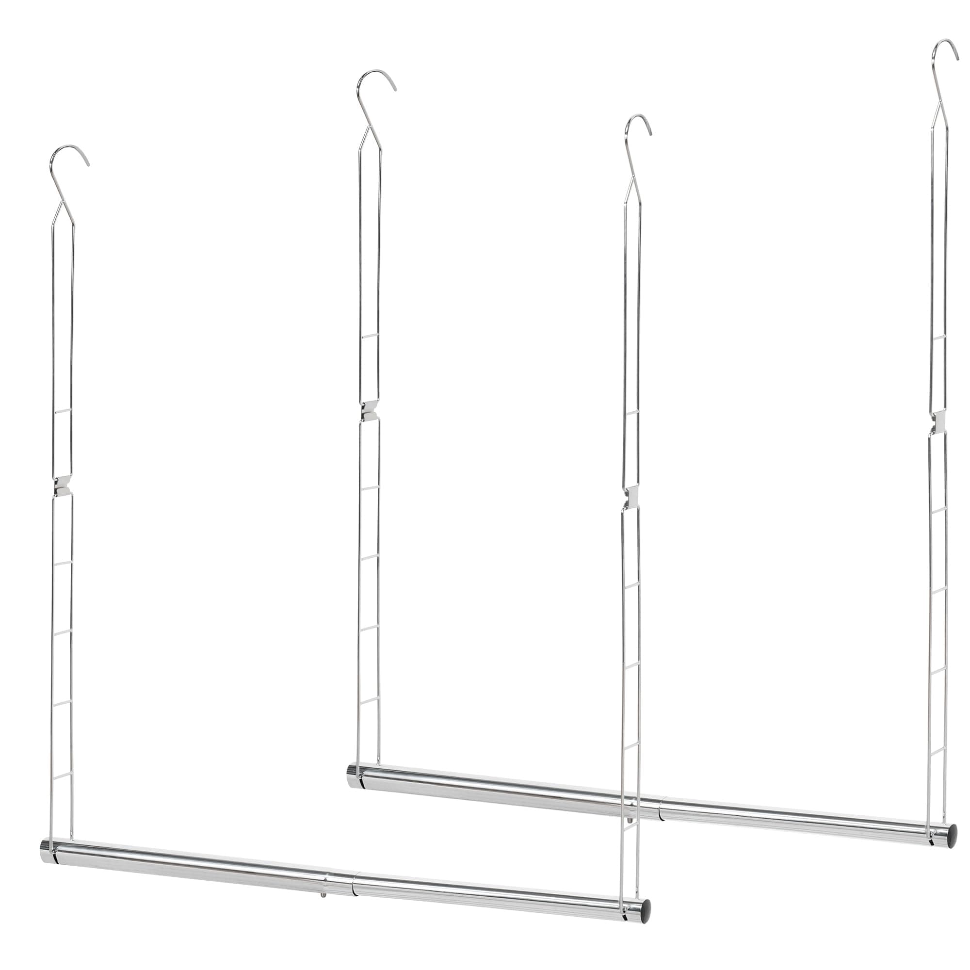 STORAGE MANIAC Hanging Closet Rod, Adjustable Width and Height Closet Hanging Organizer, Space-Saving Clothes Hanging Bar, Closet Extender Hanging Rod Double Closet Hanging Rod, 2 Pack Chrome